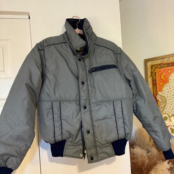 Vintage 1990s, ComfySki Grey/Blue Jacket with removable sleeves, Mens Medium - Picture 2 of 10
